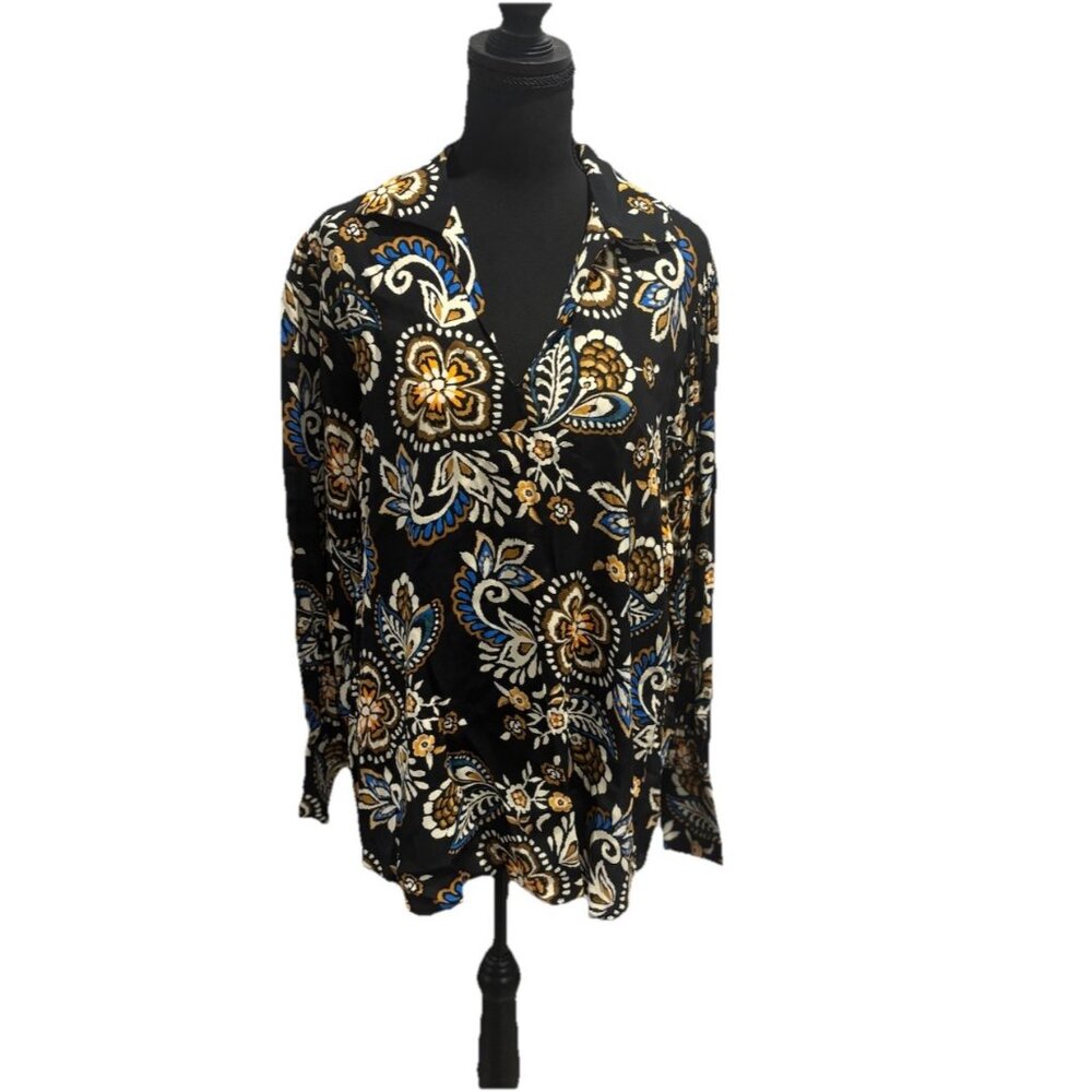 NWT Karen Kane Floral Print Spread Collar Size 1X